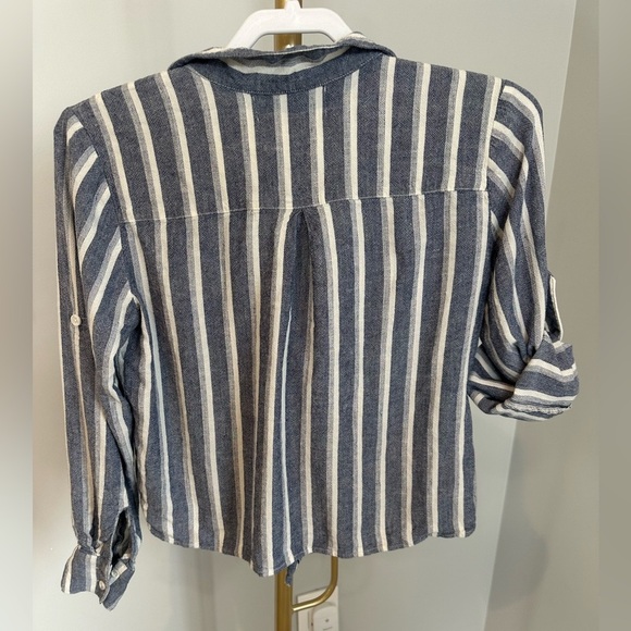 Anthropology Cloth & Stone Navy and White Striped Button Down Shirt  XS - Picture 5 of 10